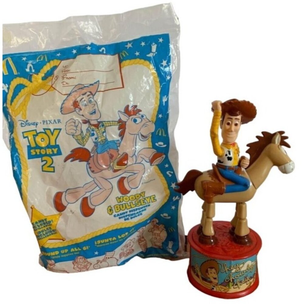 Disney Pixar Toy Story 2 1999 Woody & Bullseye Candy Dispenser McDonalds New In